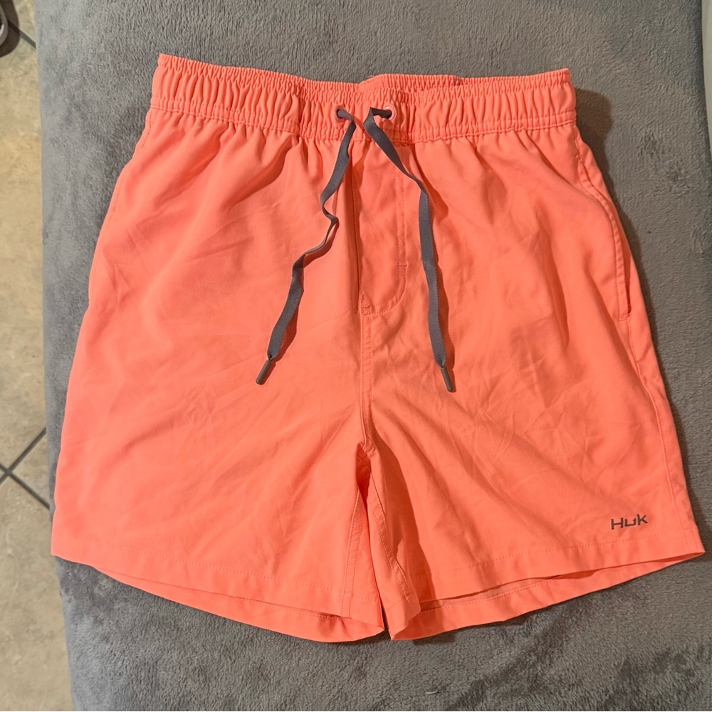 Huk Men's Bright Coral Swim Trunks